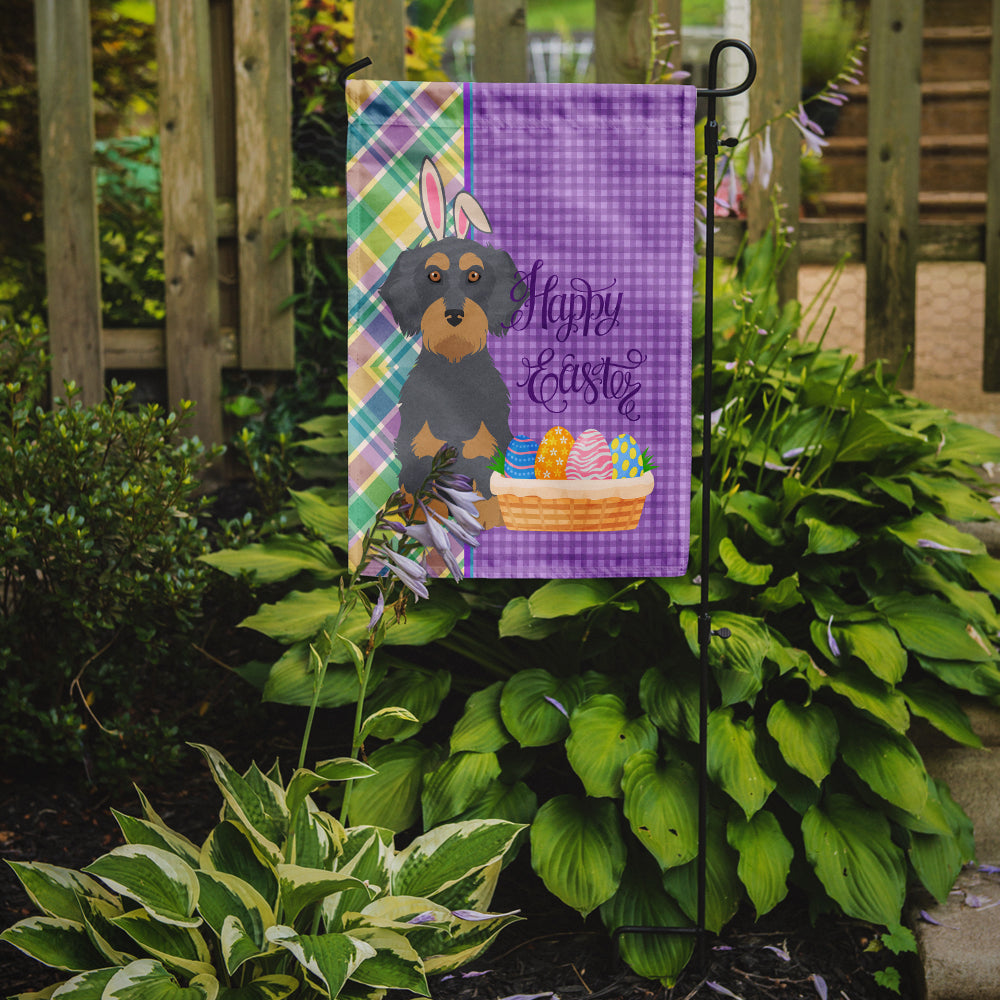 Wirehair Blue and Tan Dachshund Easter Garden Flag Mailbox Decorative Yard Banner Outside Patio Artwork for Flower Beds, Garden Size, Multicolor