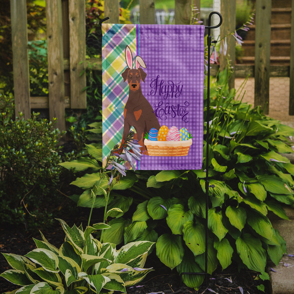 Natural Ear Red and Tan Doberman Pinscher Easter Garden Flag Mailbox Decorative Yard Banner Outside Patio Artwork for Flower Beds, Garden Size, Multicolor