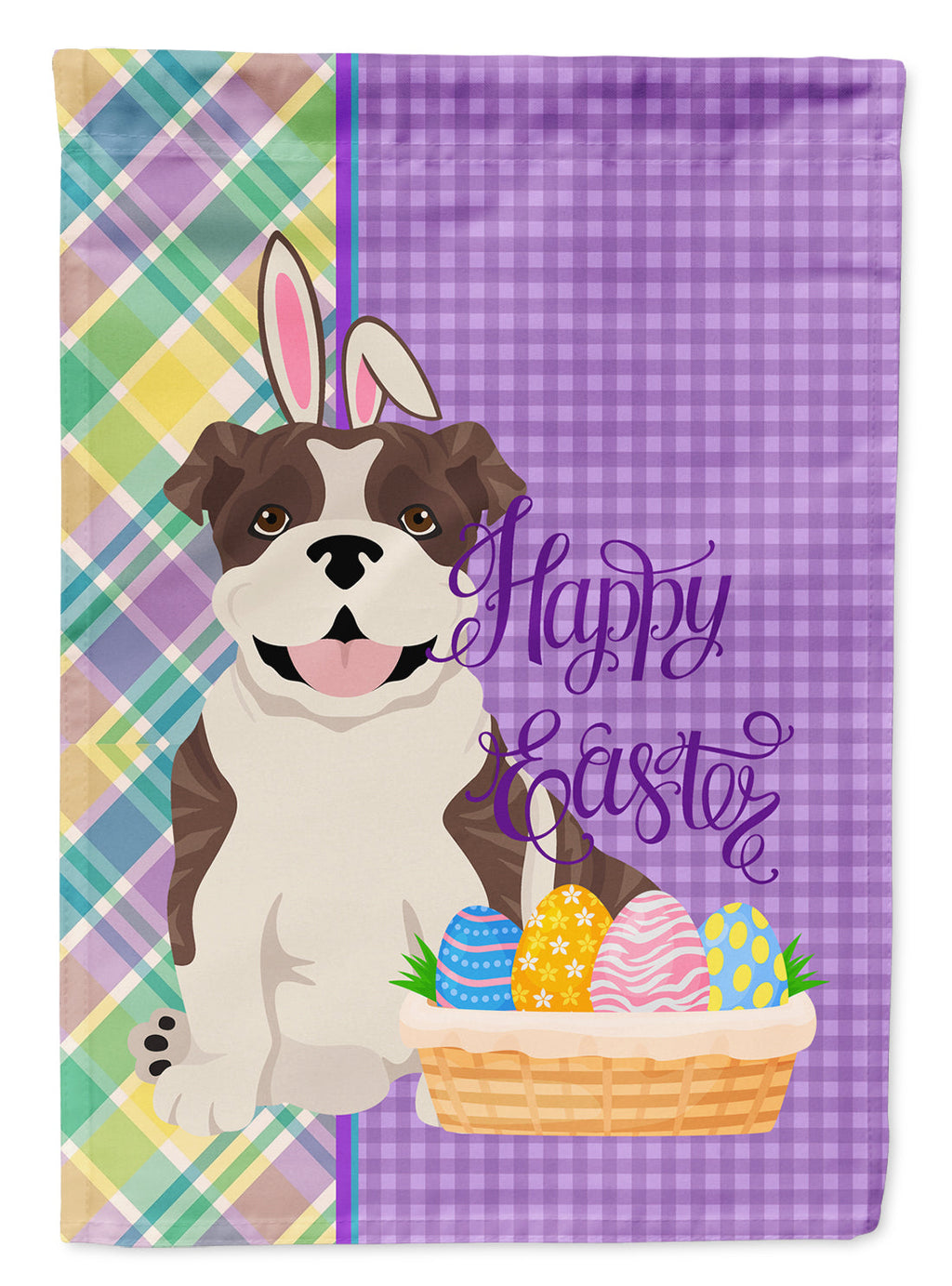 Brindle English Bulldog Easter Garden Flag Mailbox Decorative Yard Banner Outside Patio Artwork for Flower Beds, Garden Size, Multicolor