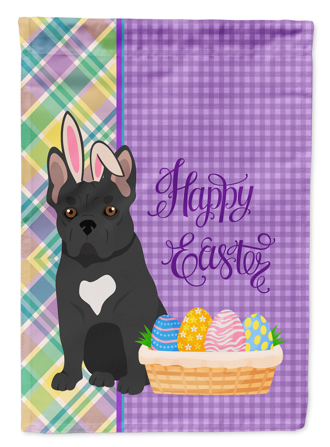 Black French Bulldog Easter Garden Flag Mailbox Decorative Yard Banner Outside Patio Artwork for Flower Beds, Garden Size, Multicolor