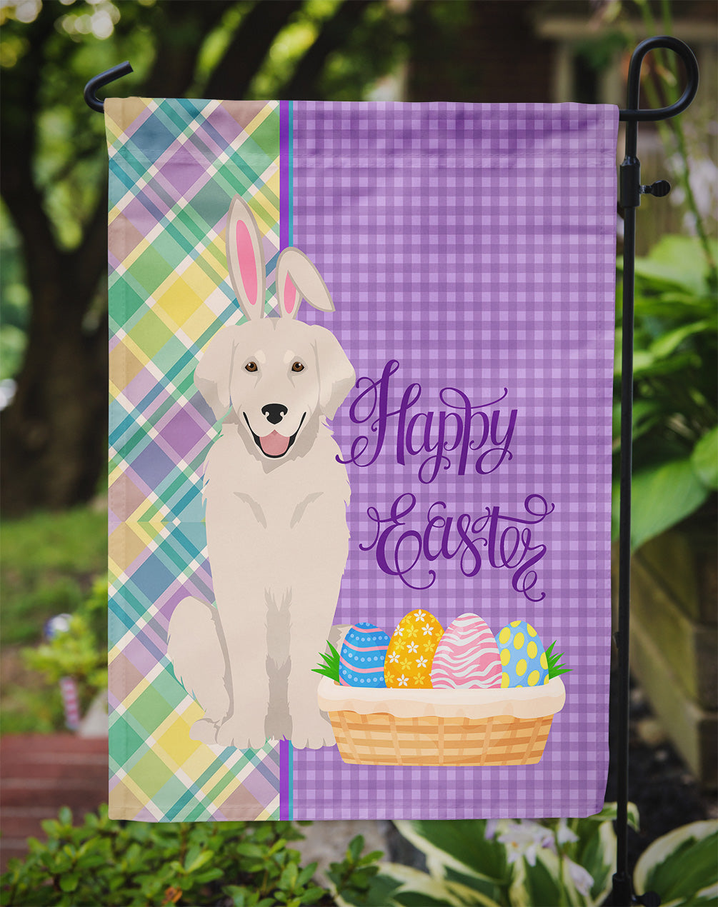 Cream Golden Retriever Easter Garden Flag Mailbox Decorative Yard Banner Outside Patio Artwork for Flower Beds, Garden Size, Multicolor
