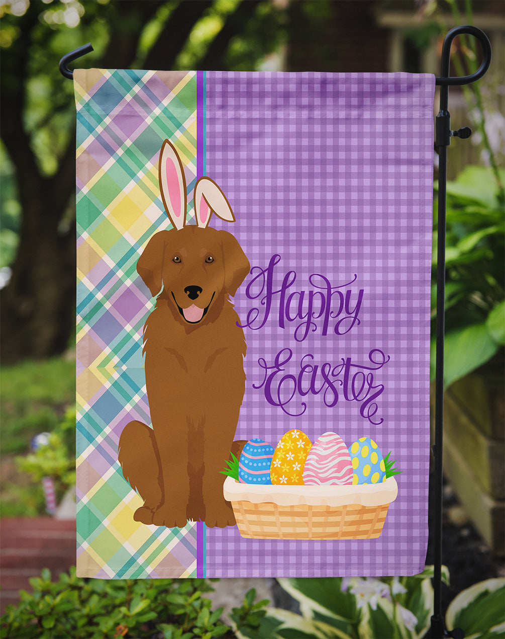Mahogany Golden Retriever Easter Garden Flag Mailbox Decorative Yard Banner Outside Patio Artwork for Flower Beds, Garden Size, Multicolor