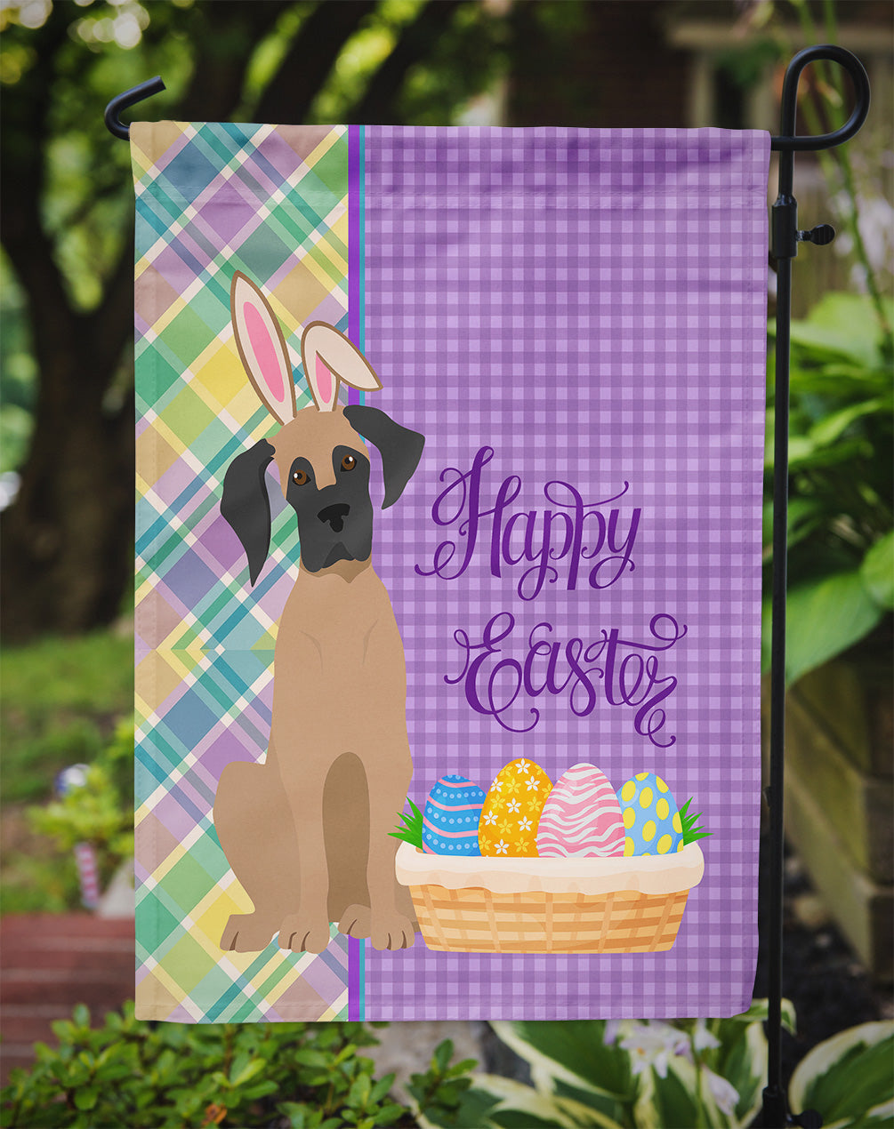 Fawn Great Dane Easter Garden Flag Mailbox Decorative Yard Banner Outside Patio Artwork for Flower Beds, Garden Size, Multicolor