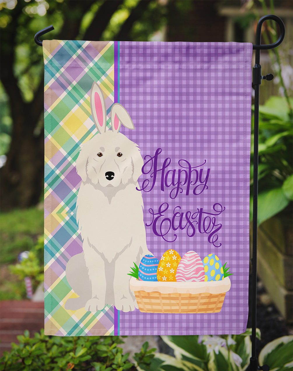 Great Pyrenees Easter Garden Flag Mailbox Decorative Yard Banner Outside Patio Artwork for Flower Beds, Garden Size, Multicolor