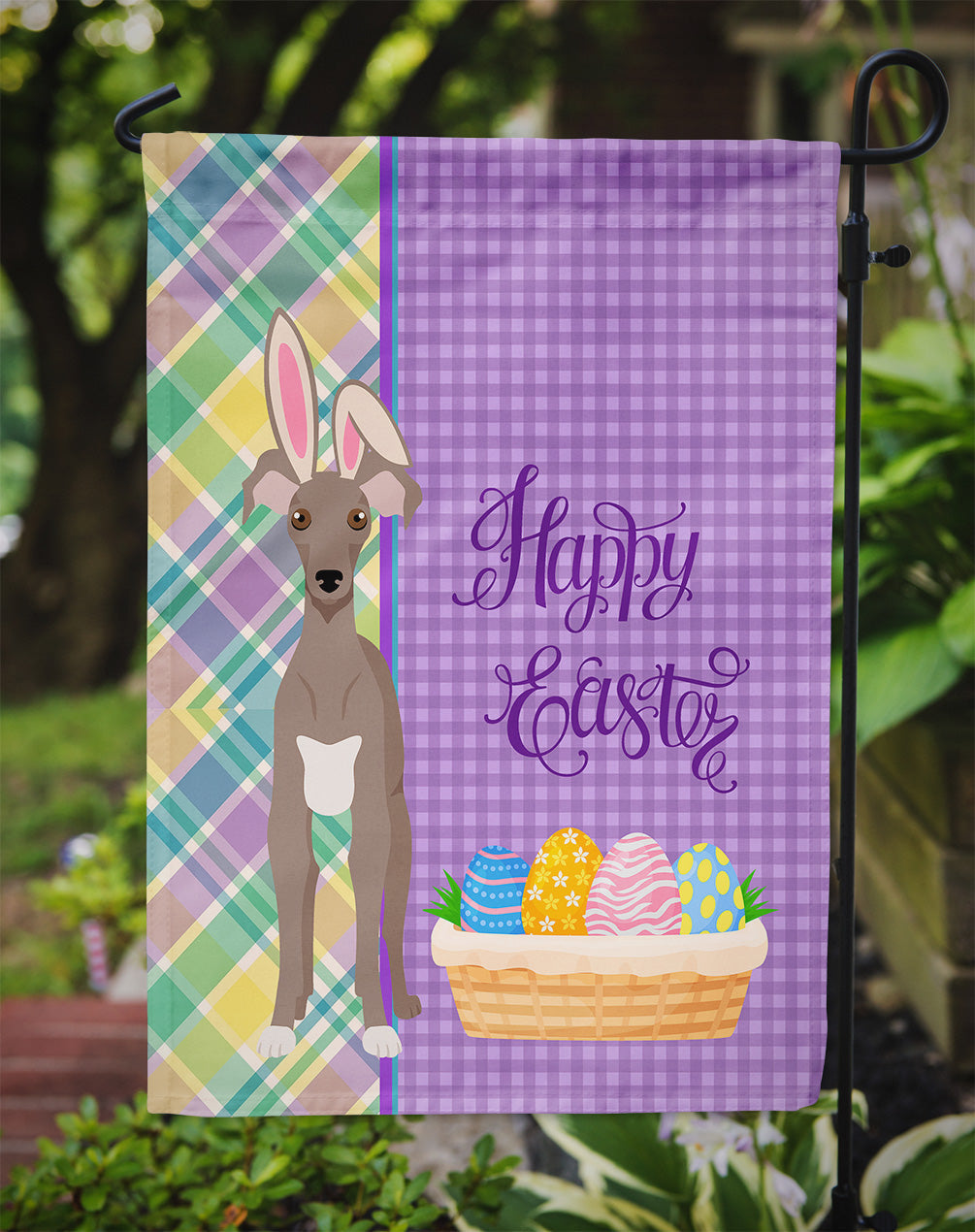 Fawn Italian Greyhound Easter Garden Flag Mailbox Decorative Yard Banner Outside Patio Artwork for Flower Beds, Garden Size, Multicolor