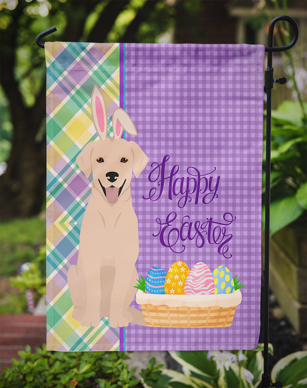 Yellow Labrador Retriever Easter Garden Flag Mailbox Decorative Yard Banner Outside Patio Artwork for Flower Beds, Garden Size, Multicolor