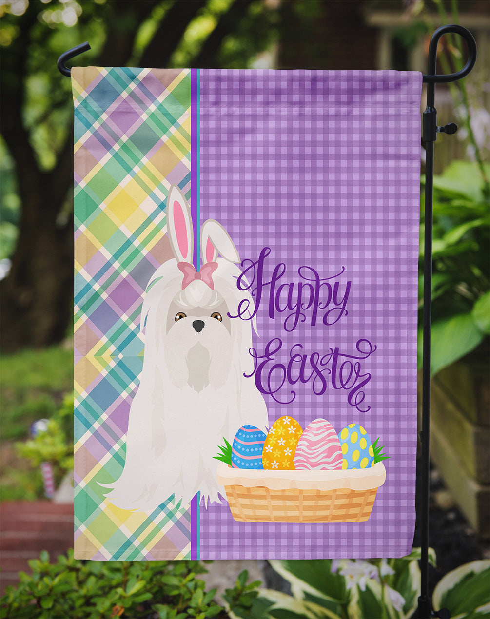 Maltese Easter Garden Flag Mailbox Decorative Yard Banner Outside Patio Artwork for Flower Beds, Garden Size, Multicolor