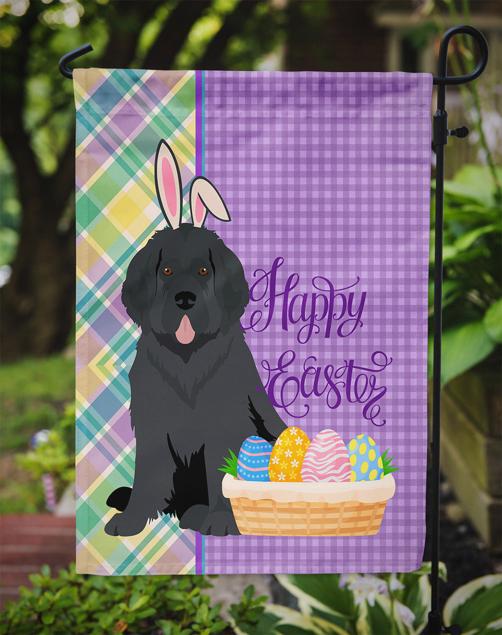 Black Newfoundland Easter Garden Flag Mailbox Decorative Yard Banner Outside Patio Artwork for Flower Beds, Garden Size, Multicolor