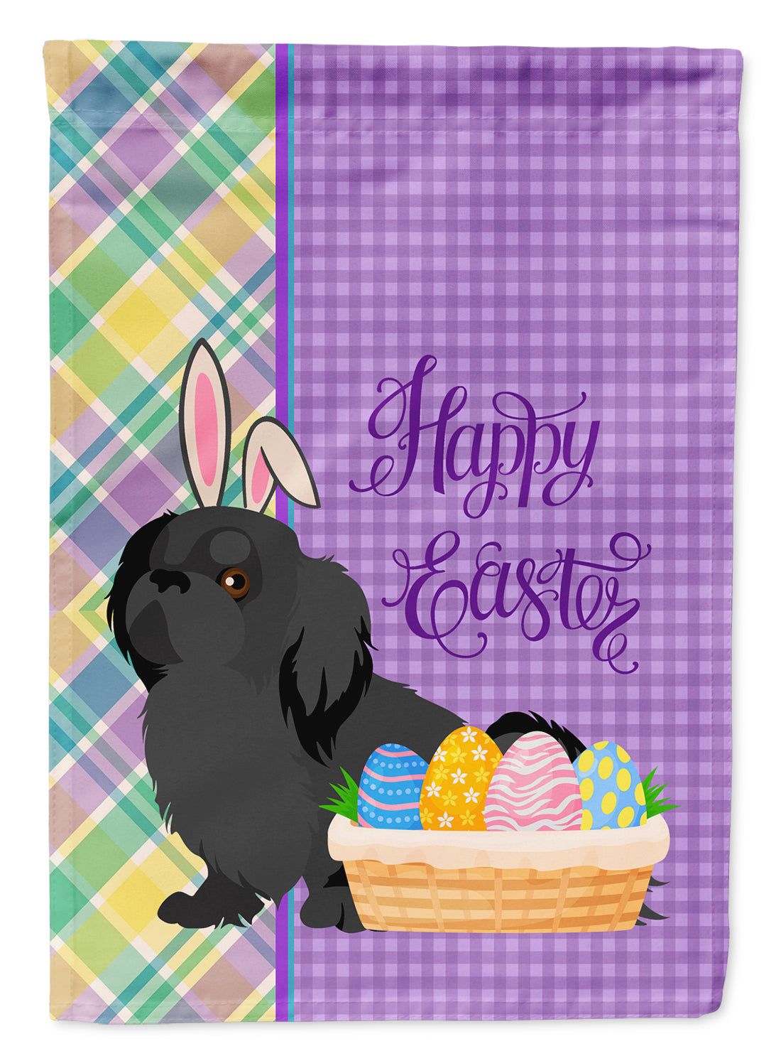 Black Pekingese Easter Garden Flag Mailbox Decorative Yard Banner Outside Patio Artwork for Flower Beds, Garden Size, Multicolor