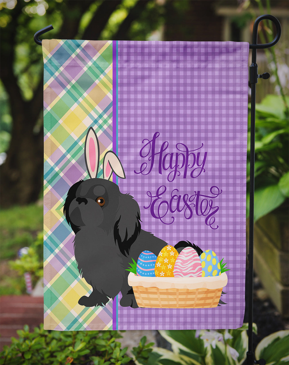 Black Pekingese Easter Garden Flag Mailbox Decorative Yard Banner Outside Patio Artwork for Flower Beds, Garden Size, Multicolor