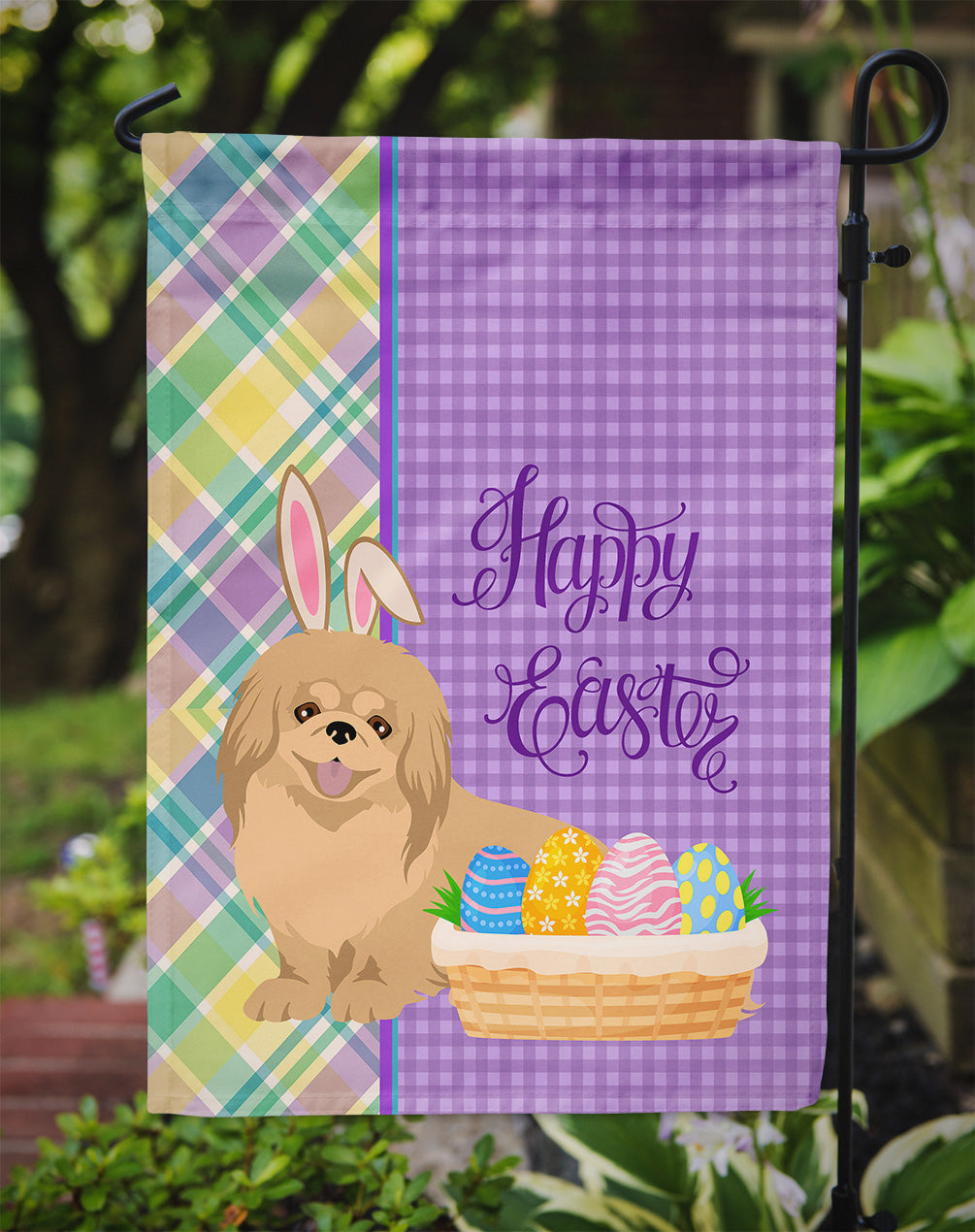 Gold Pekingese Easter Garden Flag Mailbox Decorative Yard Banner Outside Patio Artwork for Flower Beds, Garden Size, Multicolor