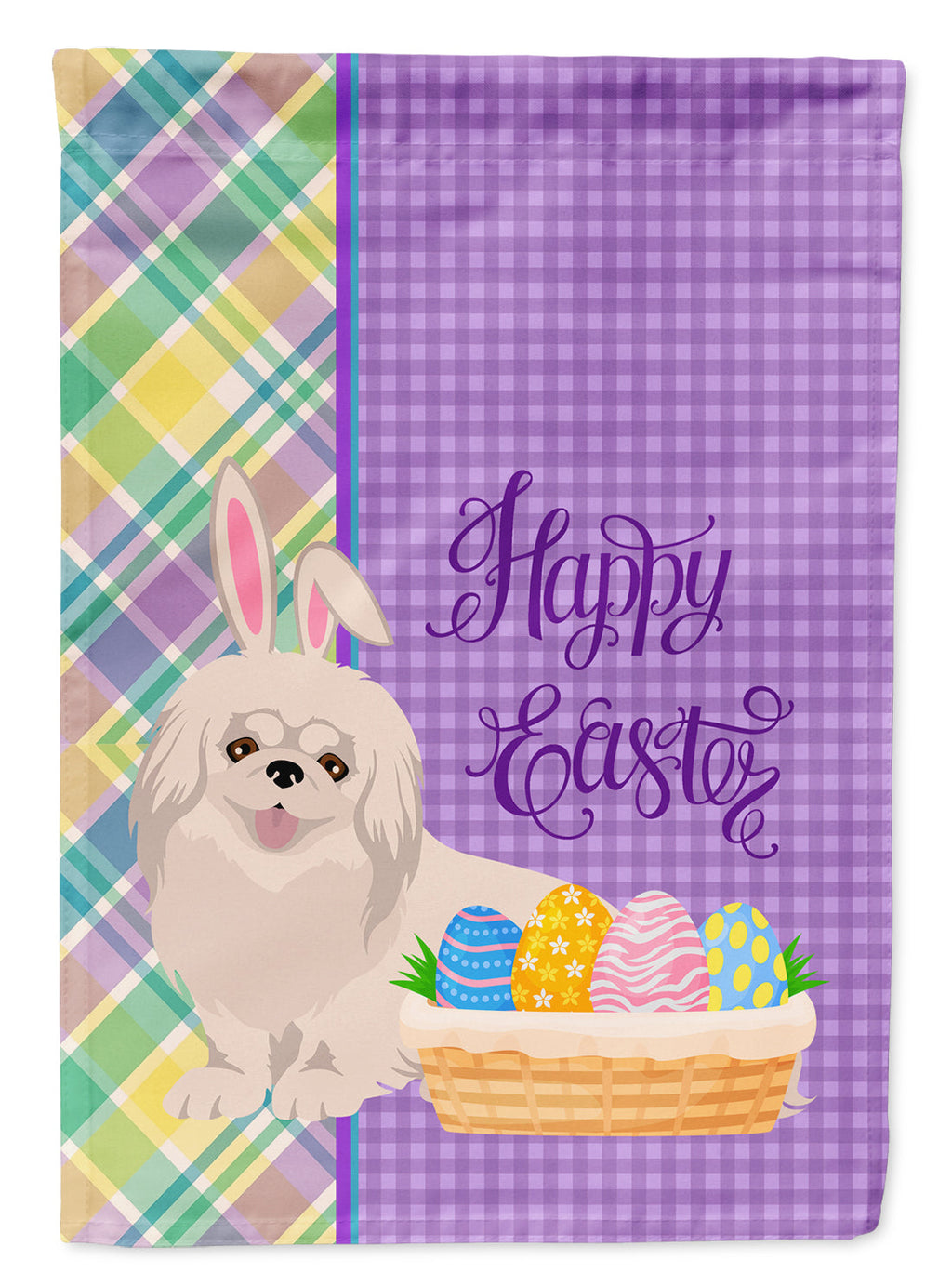White Pekingese Easter Garden Flag Mailbox Decorative Yard Banner Outside Patio Artwork for Flower Beds, Garden Size, Multicolor