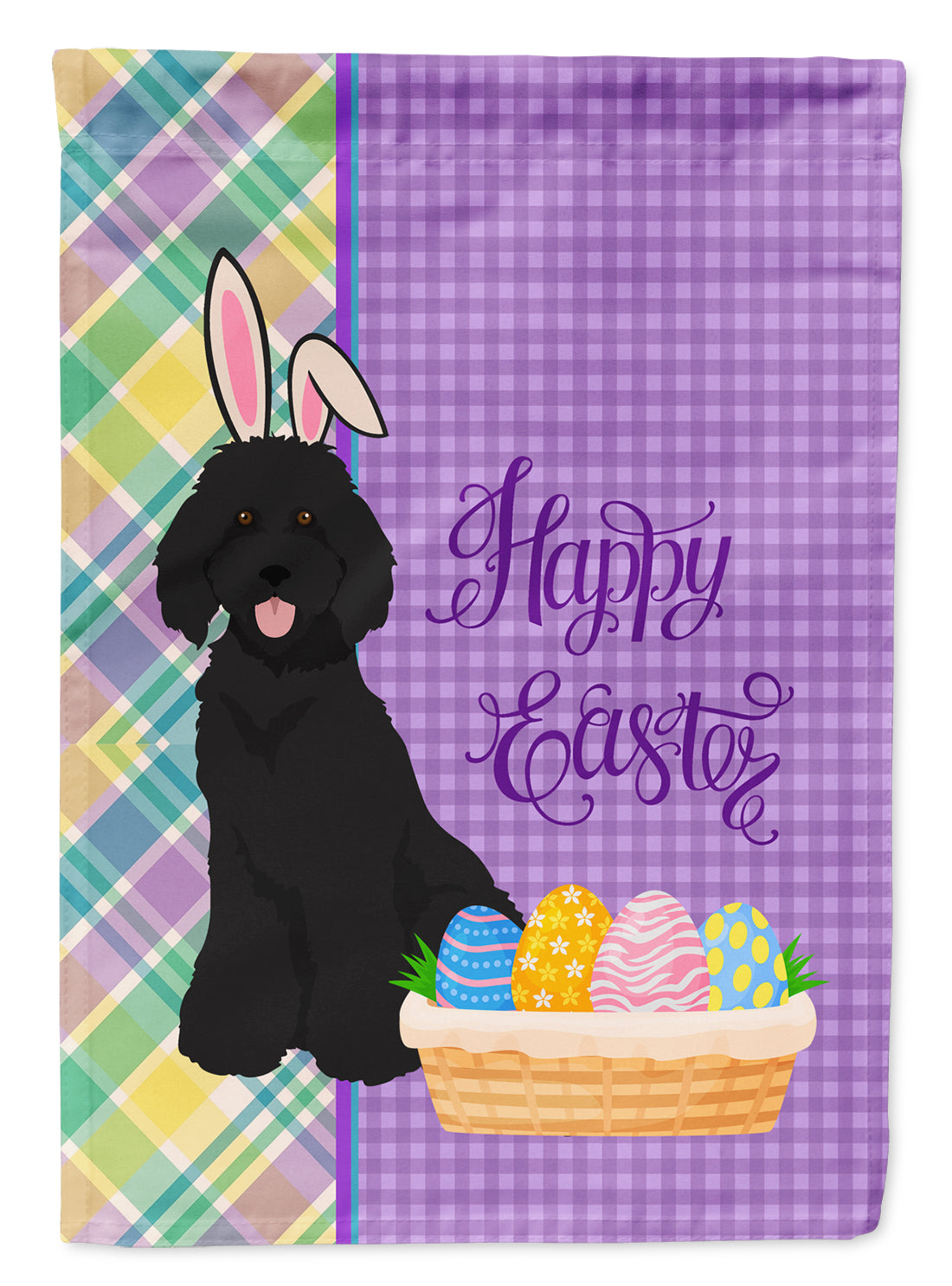 Standard Black Poodle Easter Garden Flag Mailbox Decorative Yard Banner Outside Patio Artwork for Flower Beds, Garden Size, Multicolor