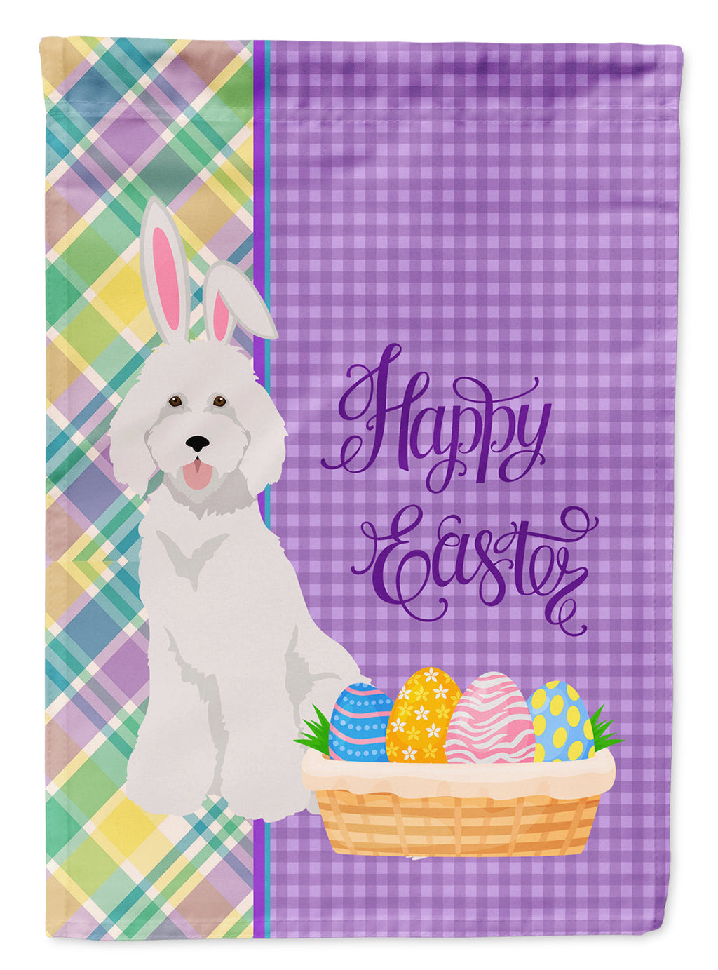 Standard White Poodle Easter Garden Flag Mailbox Decorative Yard Banner Outside Patio Artwork for Flower Beds, Garden Size, Multicolor