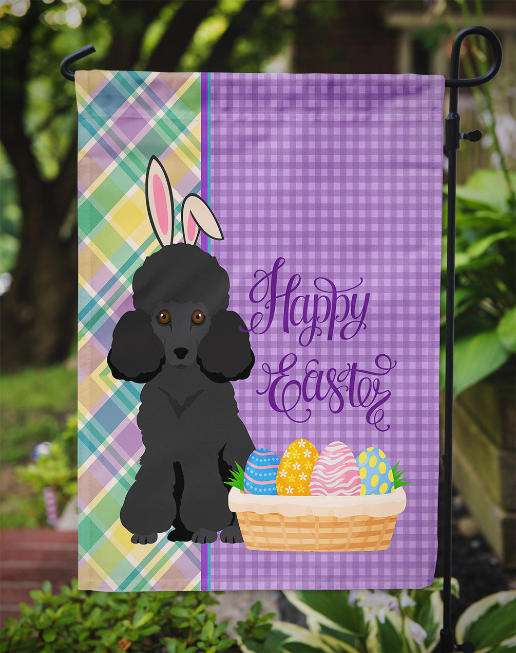 Toy Black Poodle Easter Garden Flag Mailbox Decorative Yard Banner Outside Patio Artwork for Flower Beds, Garden Size, Multicolor
