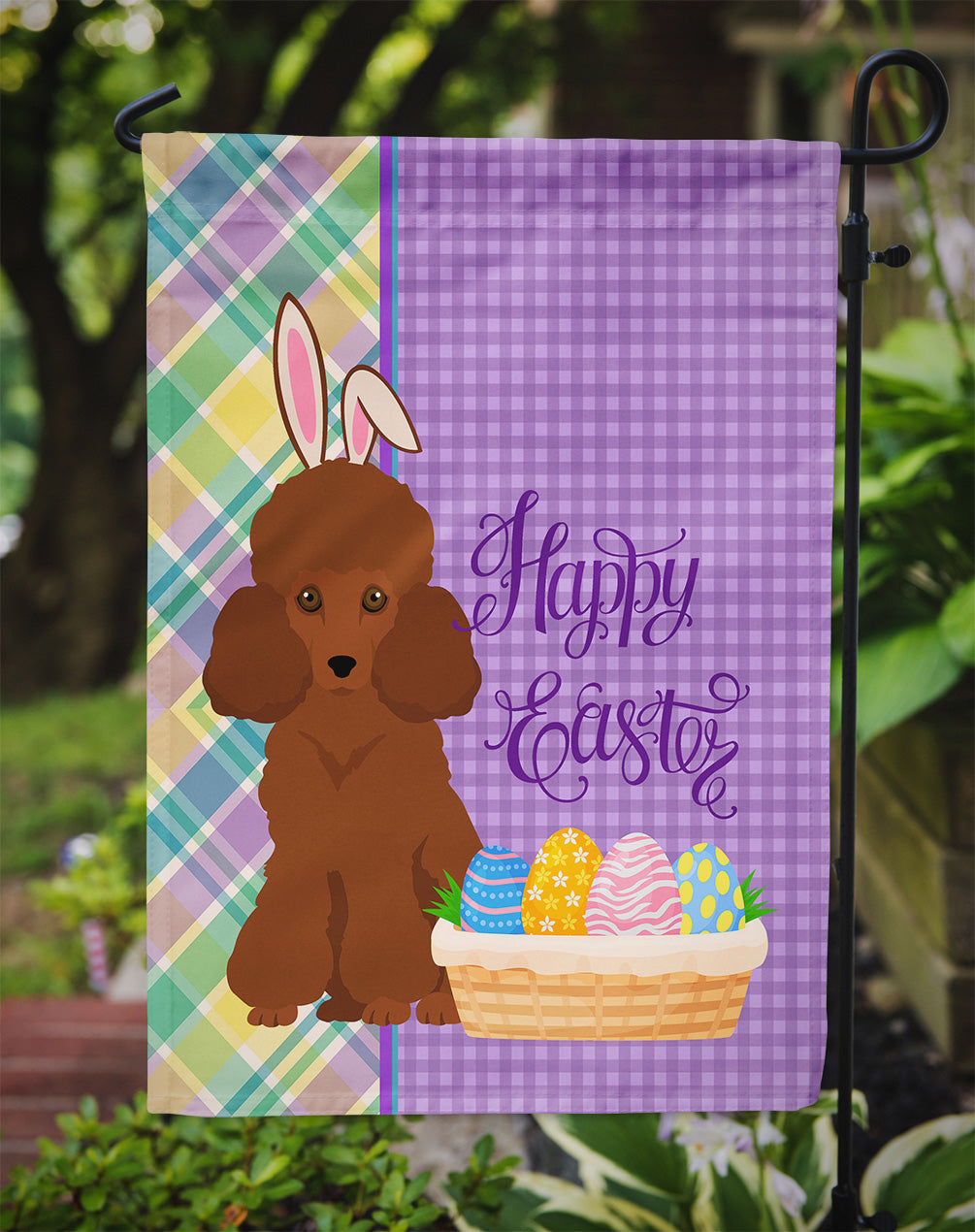 Toy Red Poodle Easter Garden Flag Mailbox Decorative Yard Banner Outside Patio Artwork for Flower Beds, Garden Size, Multicolor