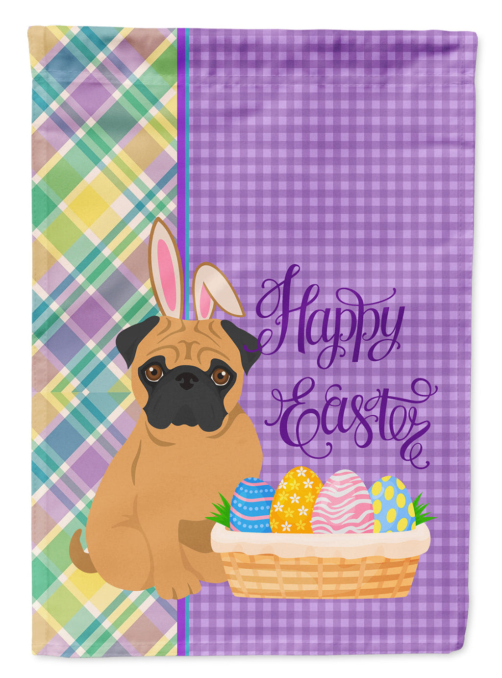 Apricot Pug Easter Garden Flag Mailbox Decorative Yard Banner Outside Patio Artwork for Flower Beds, Garden Size, Multicolor