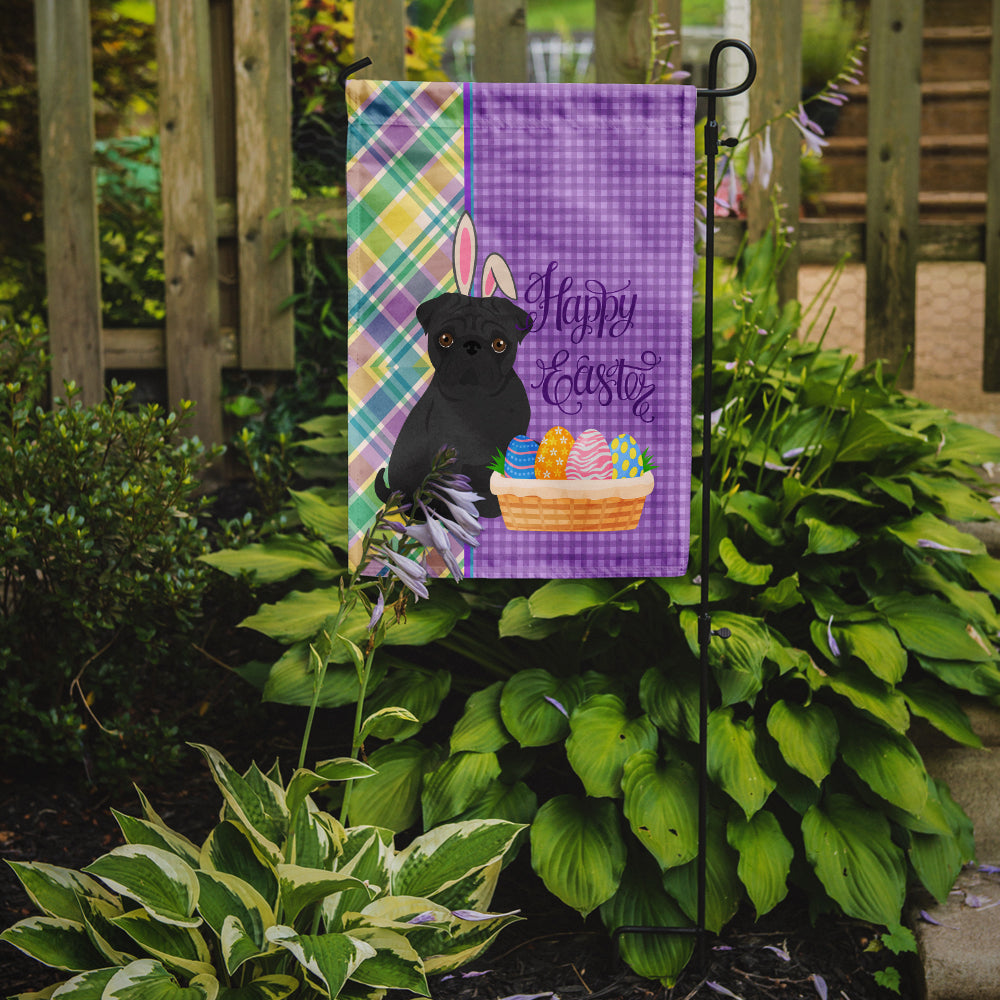 Black Pug Easter Garden Flag Mailbox Decorative Yard Banner Outside Patio Artwork for Flower Beds, Garden Size, Multicolor