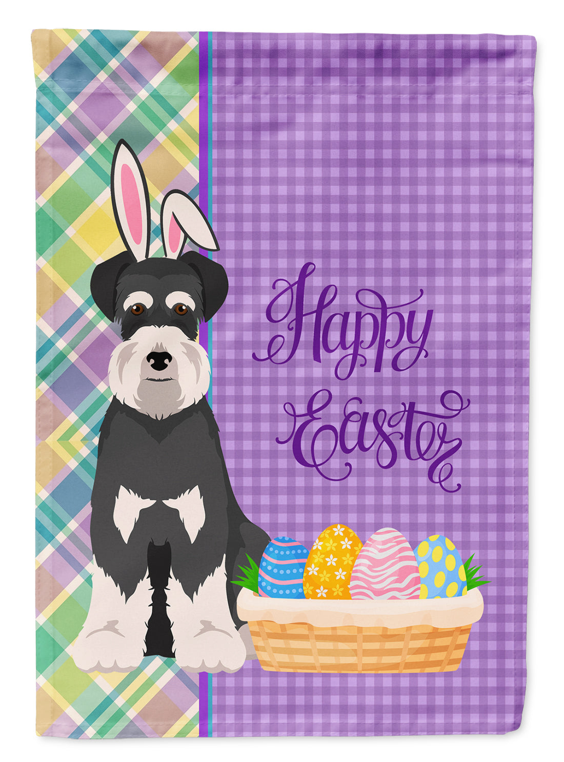 Black and Silver Natural Ears Schnauzer Easter Garden Flag Mailbox Decorative Yard Banner Outside Patio Artwork for Flower Beds, Garden Size, Multicolor