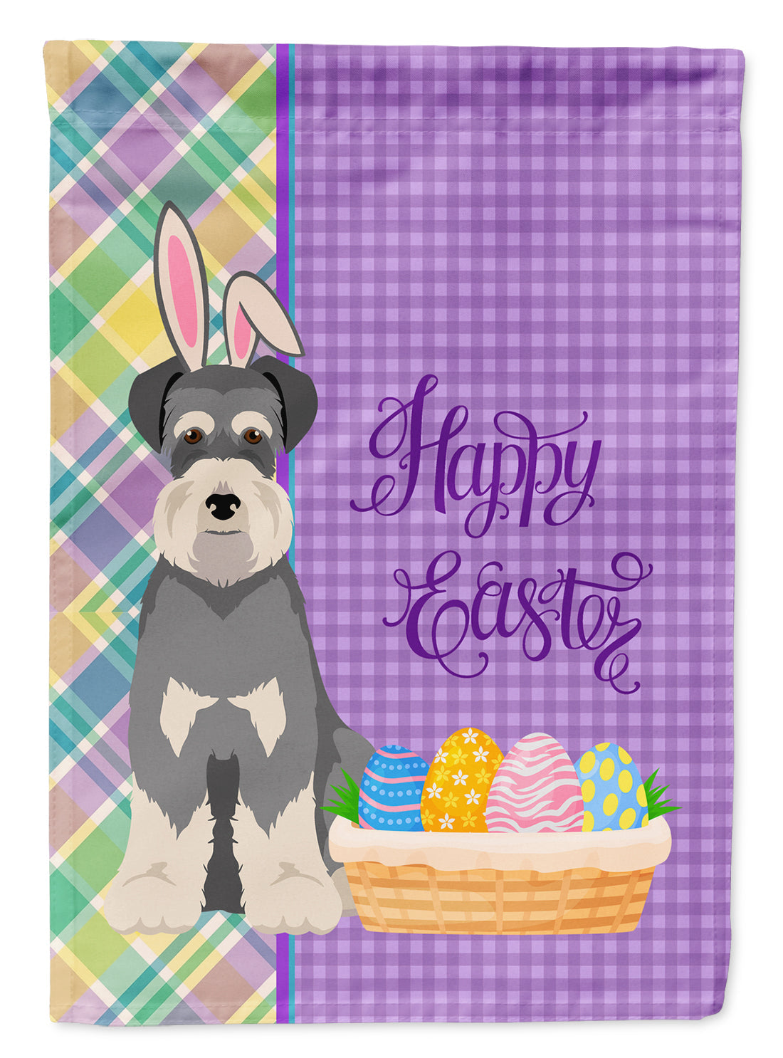 Salt Pepper Natural Ears Schnauzer Easter Garden Flag Mailbox Decorative Yard Banner Outside Patio Artwork for Flower Beds, Garden Size, Multicolor