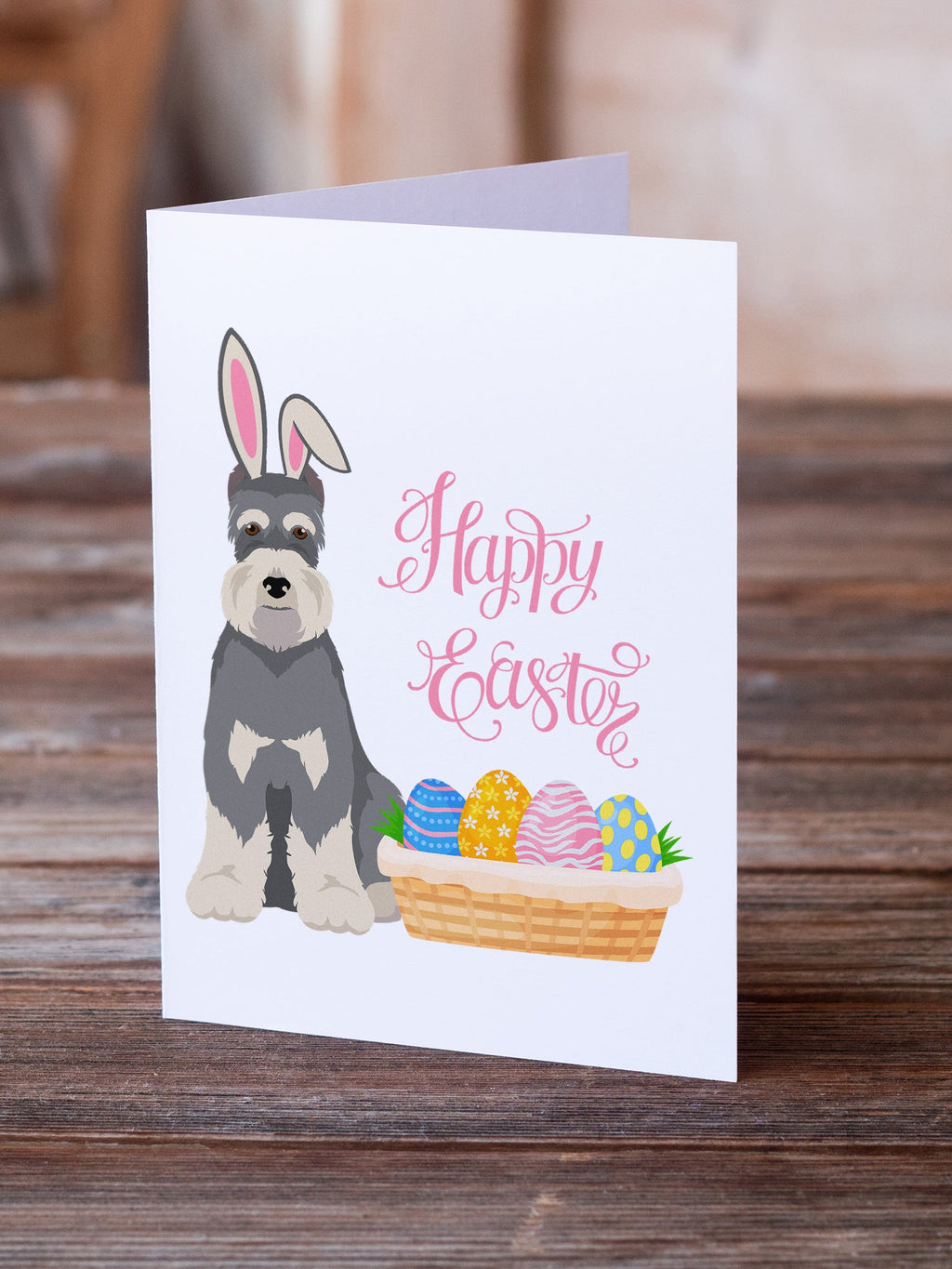 Salt Pepper Schnauzer Easter Greeting Cards Pack of 8 Blank Cards with Envelopes Whimsical A7 Size 5x7