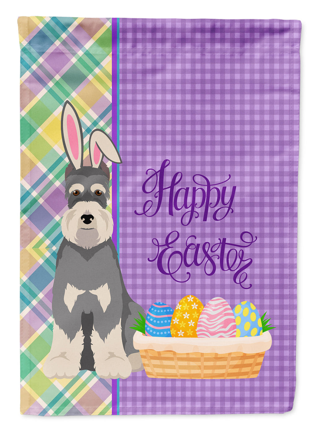 Salt Pepper Schnauzer Easter Garden Flag Mailbox Decorative Yard Banner Outside Patio Artwork for Flower Beds, Garden Size, Multicolor