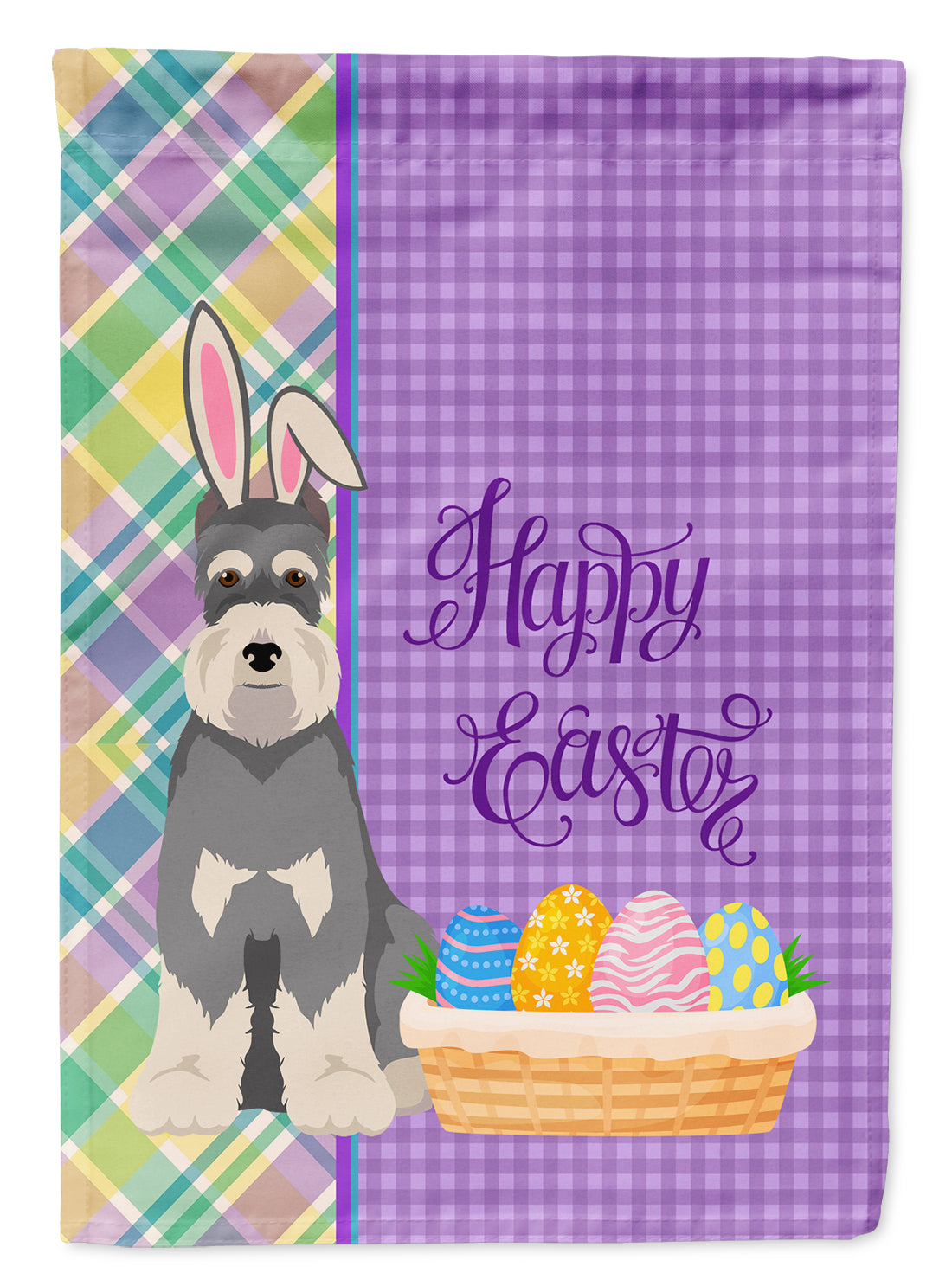Salt Pepper Schnauzer Easter Garden Flag Mailbox Decorative Yard Banner Outside Patio Artwork for Flower Beds, Garden Size, Multicolor