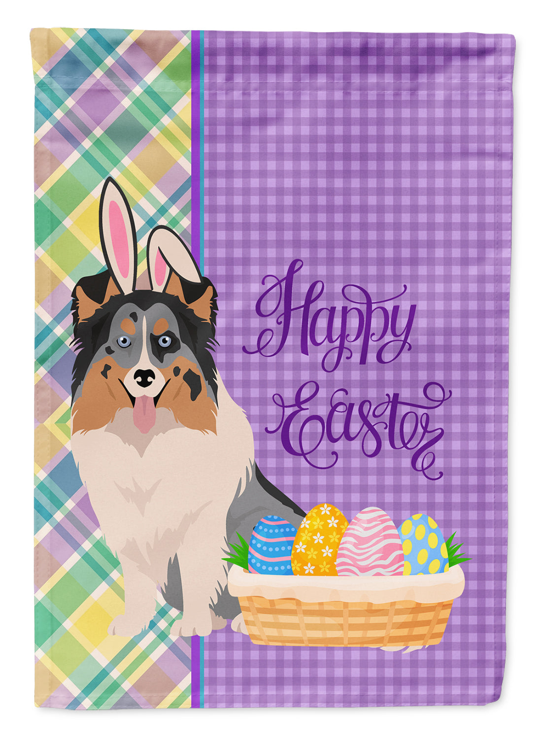 Blue Merle Sheltie Easter Garden Flag Mailbox Decorative Yard Banner Outside Patio Artwork for Flower Beds, Garden Size, Multicolor