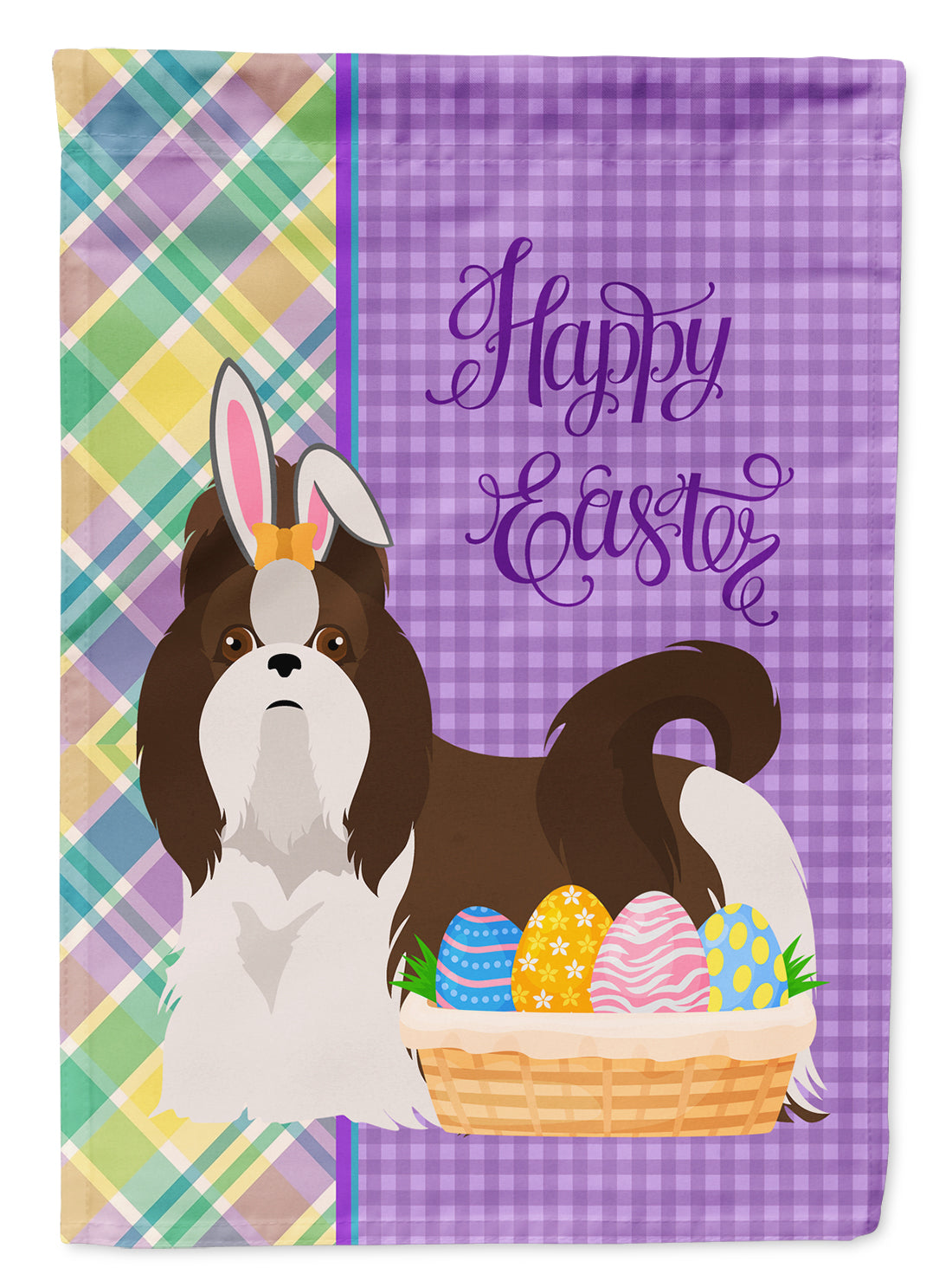 Liver and White Shih Tzu Easter Garden Flag Mailbox Decorative Yard Banner Outside Patio Artwork for Flower Beds, Garden Size, Multicolor