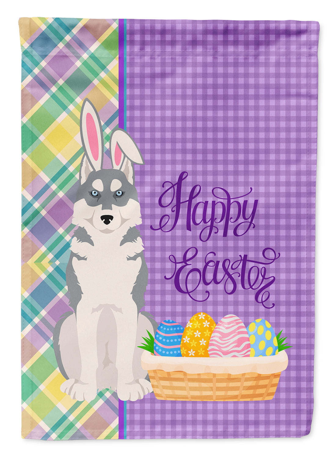 Grey Siberian Husky Easter Garden Flag Mailbox Decorative Yard Banner Outside Patio Artwork for Flower Beds, Garden Size, Multicolor