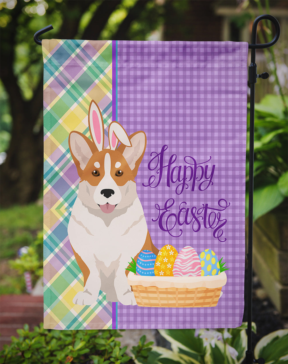 Red Cardigan Corgi Easter Garden Flag Mailbox Decorative Yard Banner Outside Patio Artwork for Flower Beds, Garden Size, Multicolor