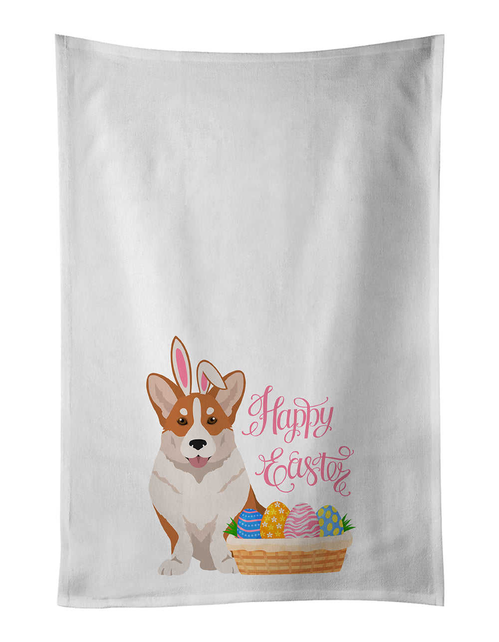 Red Cardigan Corgi Easter Kitchen Towel Set of 2 White Dish Towels Decorative Bathroom Hand towel for Hand, Face, Hair, Yoga, Tea, Dishcloth, 19 X 28", White