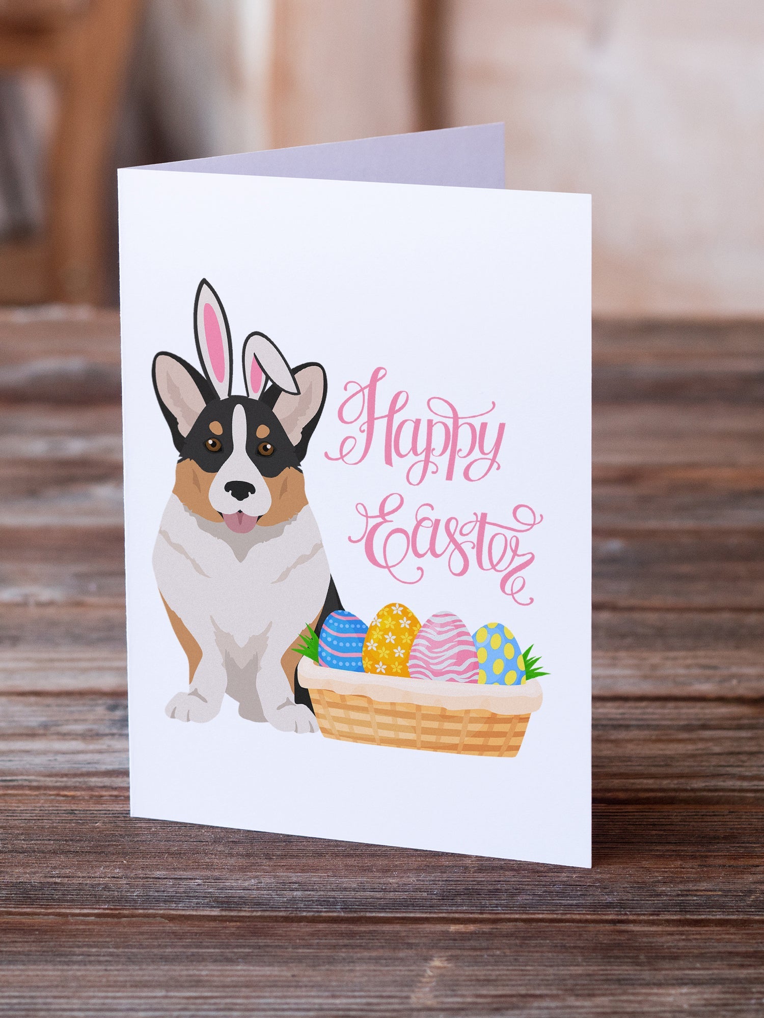 Tricolor Cardigan Corgi Easter Greeting Cards Pack of 8 Blank Cards with Envelopes Whimsical A7 Size 5x7