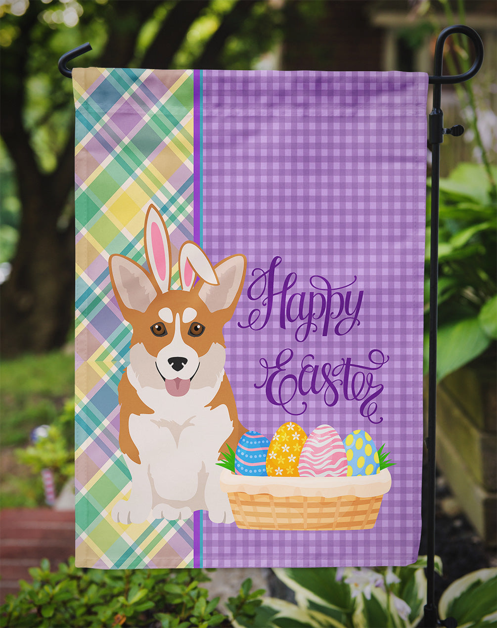 Red Pembroke Corgi Easter Garden Flag Mailbox Decorative Yard Banner Outside Patio Artwork for Flower Beds, Garden Size, Multicolor