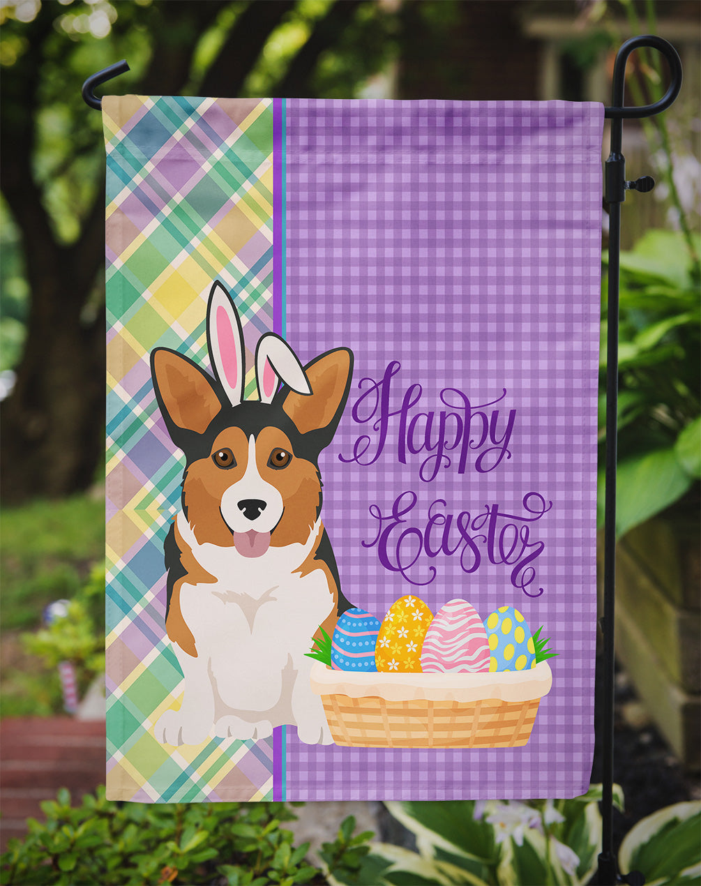 Sable Pembroke Corgi Easter Garden Flag Mailbox Decorative Yard Banner Outside Patio Artwork for Flower Beds, Garden Size, Multicolor