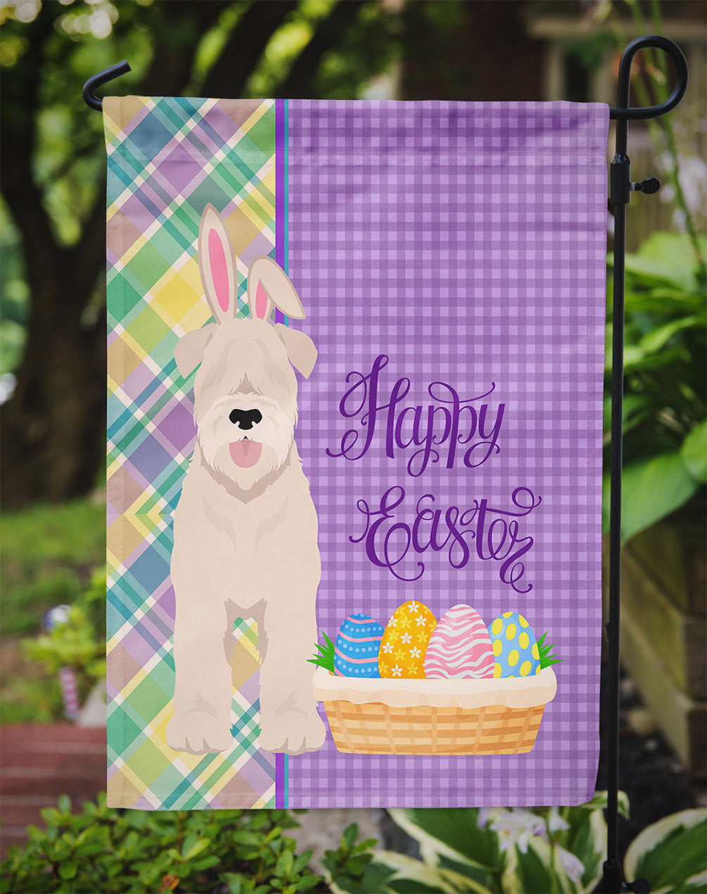 Soft Coated Wheaten Terrier Easter Garden Flag Mailbox Decorative Yard Banner Outside Patio Artwork for Flower Beds, Garden Size, Multicolor