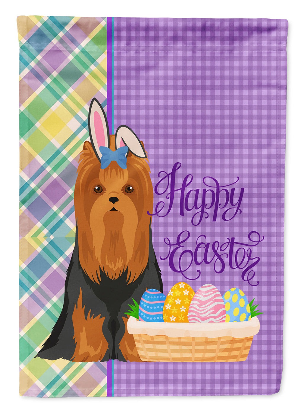 Black and Tan Full Coat Yorkshire Terrier Easter Garden Flag Mailbox Decorative Yard Banner Outside Patio Artwork for Flower Beds, Garden Size, Multicolor