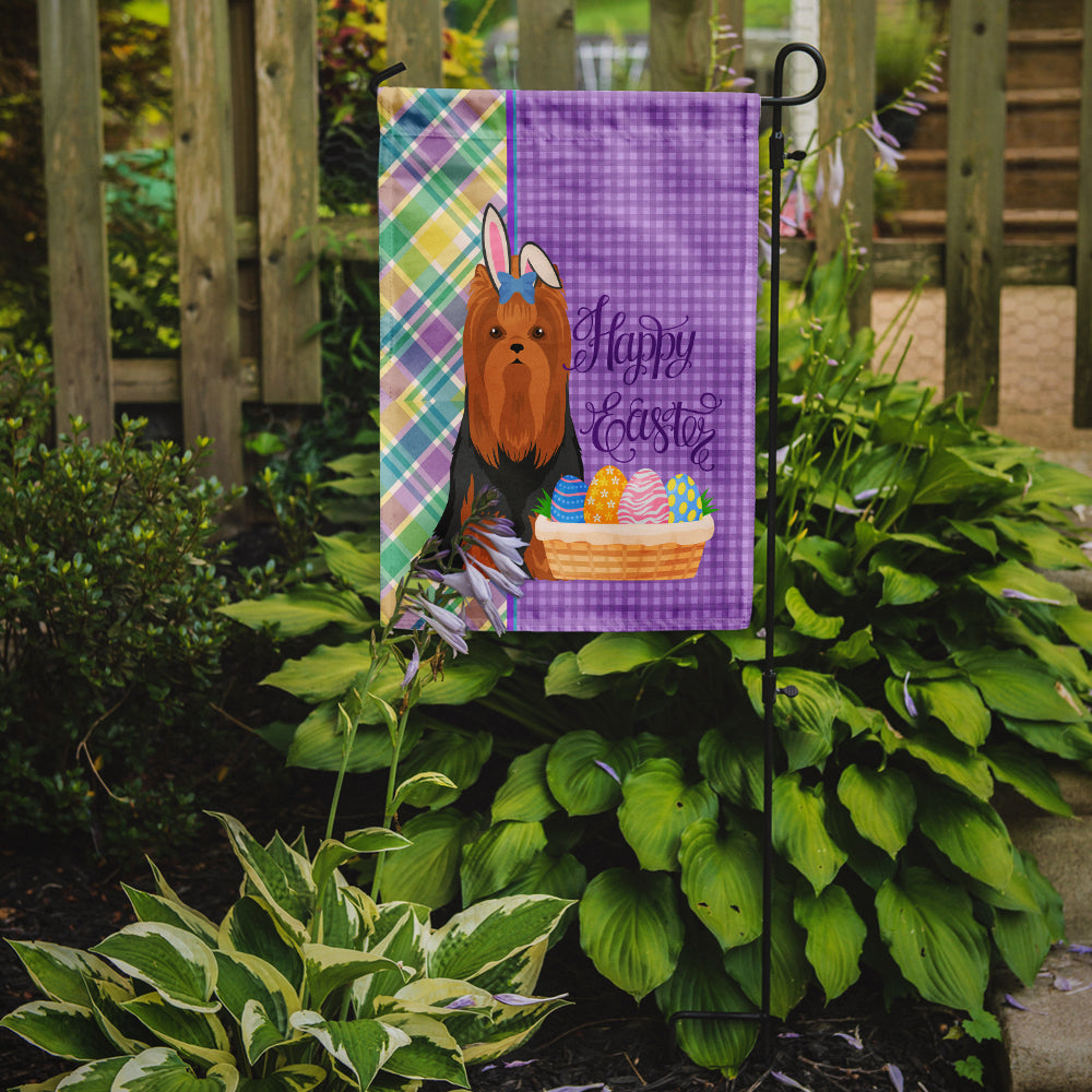 Black and Tan Full Coat Yorkshire Terrier Easter Garden Flag Mailbox Decorative Yard Banner Outside Patio Artwork for Flower Beds, Garden Size, Multicolor