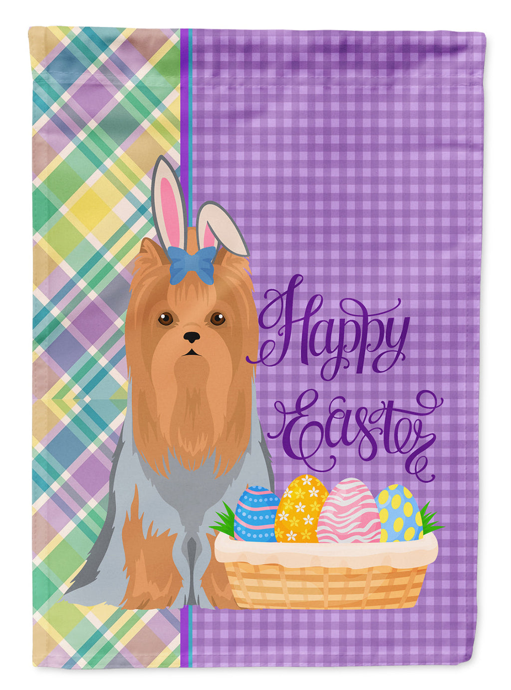 Blue and Tan Full Coat Yorkshire Terrier Easter Garden Flag Mailbox Decorative Yard Banner Outside Patio Artwork for Flower Beds, Garden Size, Multicolor