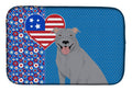 Blue Pit Bull Terrier USA American Dish Drying Mat Absorbent Dish Drying Mat Pad for Kitchen Counter Dish Drainer Mat for Countertop, 14 x 21", Multicolor