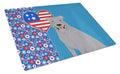 Blue Pit Bull Terrier USA American Cutting Board Tempered Glass Kitchen Cutting Surface, Heat Resistant Chopping, Non-Slip Feet, Food Prep & Serving