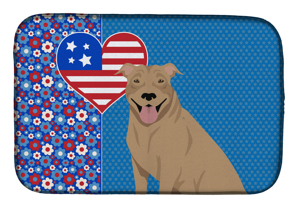Fawn Pit Bull Terrier USA American Dish Drying Mat Absorbent Dish Drying Mat Pad for Kitchen Counter Dish Drainer Mat for Countertop, 14 x 21", Multicolor
