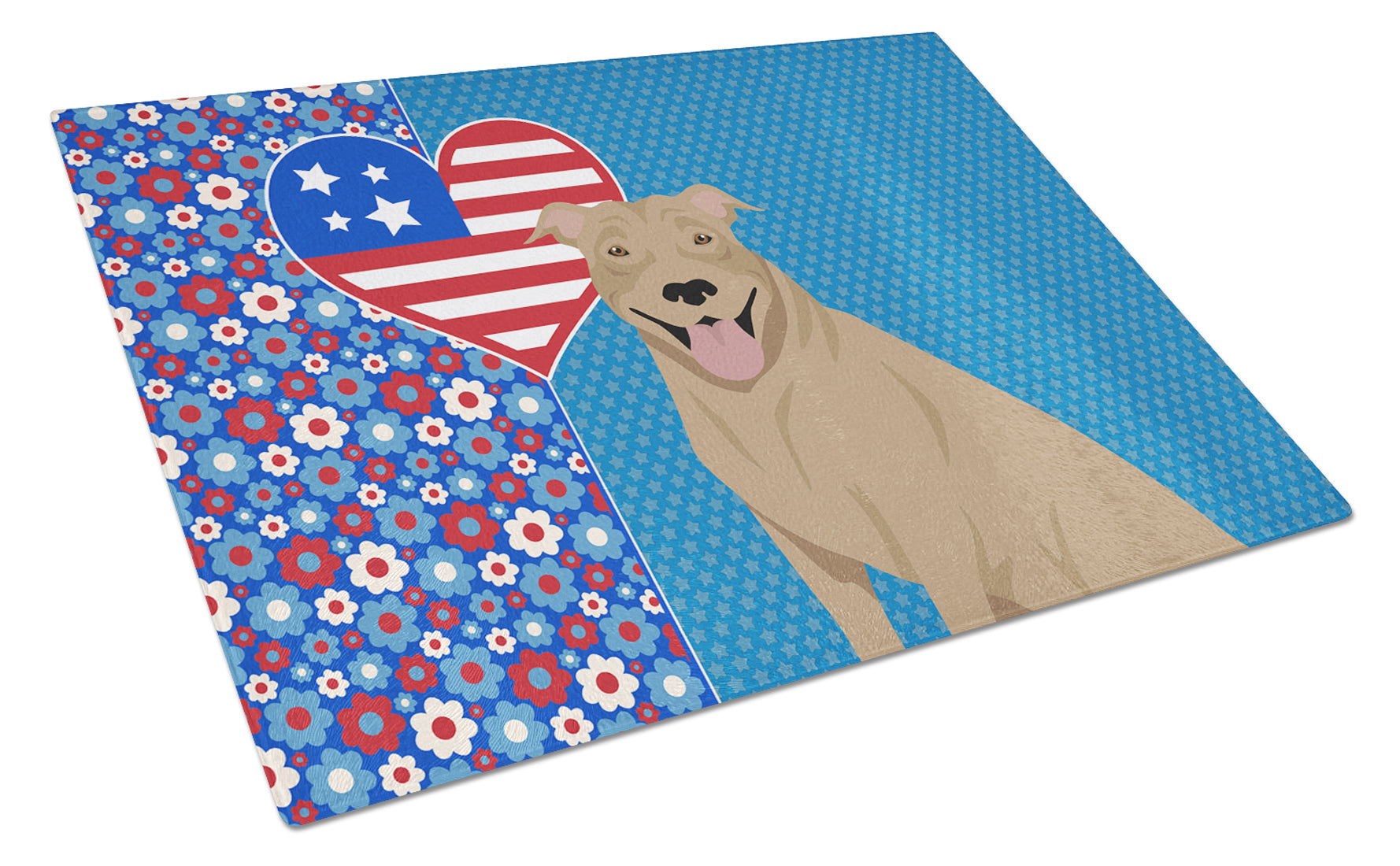 Fawn Pit Bull Terrier USA American Cutting Board Tempered Glass Kitchen Cutting Surface, Heat Resistant Chopping, Non-Slip Feet, Food Prep & Serving