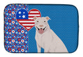 White Pit Bull Terrier USA American Dish Drying Mat Absorbent Dish Drying Mat Pad for Kitchen Counter Dish Drainer Mat for Countertop, 14 x 21", Multicolor