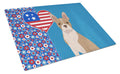 Fawn Boston Terrier USA American Cutting Board Tempered Glass Kitchen Cutting Surface, Heat Resistant Chopping, Non-Slip Feet, Food Prep & Serving