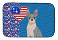 Blue Boston Terrier USA American Dish Drying Mat Absorbent Dish Drying Mat Pad for Kitchen Counter Dish Drainer Mat for Countertop, 14 x 21", Multicolor