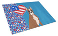 Red Fawn Boxer USA American Cutting Board Tempered Glass Kitchen Cutting Surface, Heat Resistant Chopping, Non-Slip Feet, Food Prep & Serving