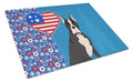 Black Boxer USA American Cutting Board Tempered Glass Kitchen Cutting Surface, Heat Resistant Chopping, Non-Slip Feet, Food Prep & Serving