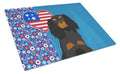 Black and Tan Cavalier Spaniel USA American Cutting Board Tempered Glass Kitchen Cutting Surface, Heat Resistant Chopping, Non-Slip Feet, Food Prep & Serving