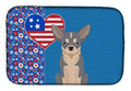 Blue and White Chihuahua USA American Dish Drying Mat Absorbent Dish Drying Mat Pad for Kitchen Counter Dish Drainer Mat for Countertop, 14 x 21", Multicolor